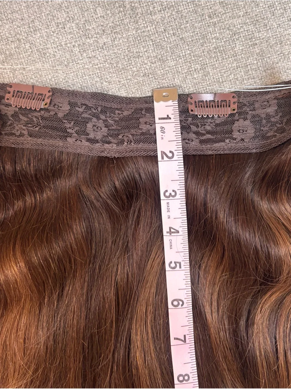 Hair halo made of 💯 virgin human hair (18”) Invisible Weft